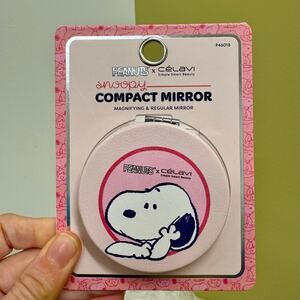 Peanuts Snoopy x Celavi Compact Mirror Makeup Travel PINK NEW GRWM